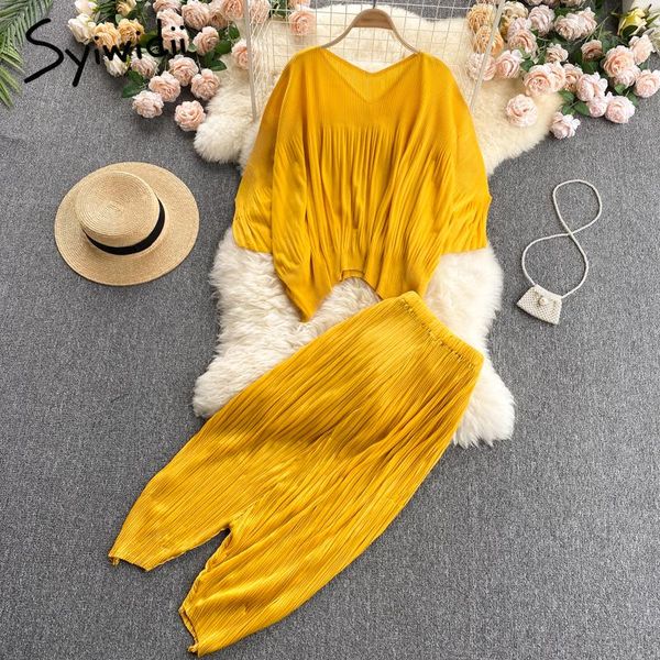 women's two piece pants syiwidii 2 sets women summer 2021 korean v neck batwing sleeve shirts and folds elastic waist flare black yello, White
women's two piece pants syiwidii 2 sets women summer 2021 korean v neck batwing sleeve shirts and folds elastic waist flare black yello, White