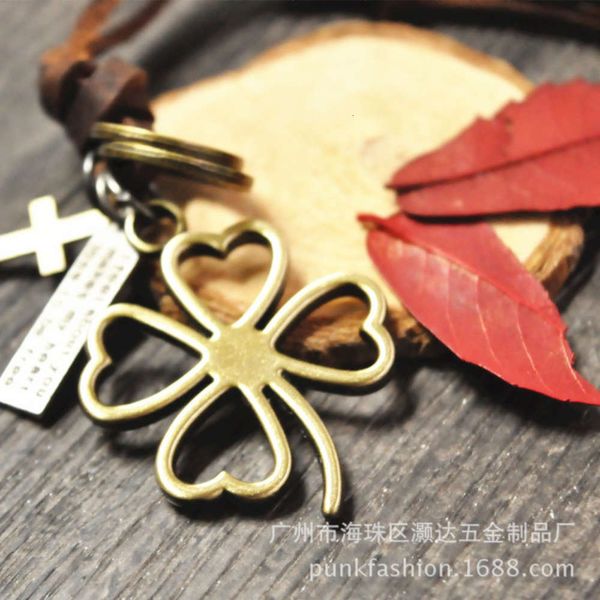 korean fashion head leather rope sweater chain female lucky clover pendant alloy necklace male, Black
korean fashion head leather rope sweater chain female lucky clover pendant alloy necklace male, Black