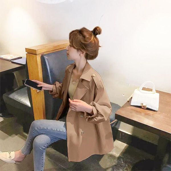 women's trench coats in the autumn of 2021, korean temperament coat english style casual fashion long, Tan;black
women's trench coats in the autumn of 2021, korean temperament coat english style casual fashion long, Tan;black