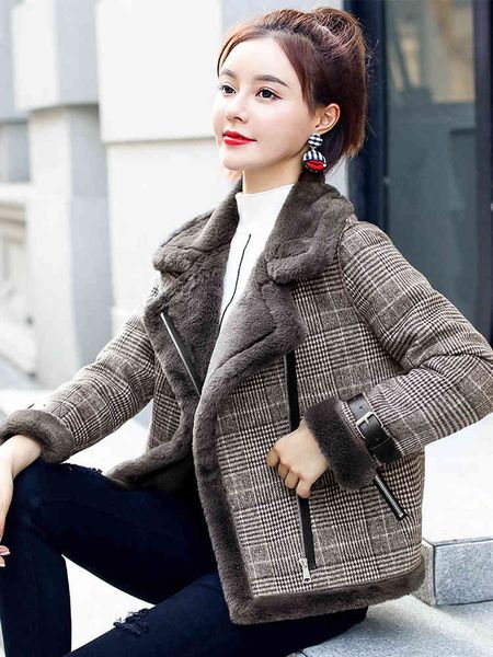 women's jackets lapel product fashion plaid fur one casual and versatile temperament age-reducing short jacket 6rwt, Black;brown
women's jackets lapel product fashion plaid fur one casual and versatile temperament age-reducing short jacket 6rwt, Black;brown