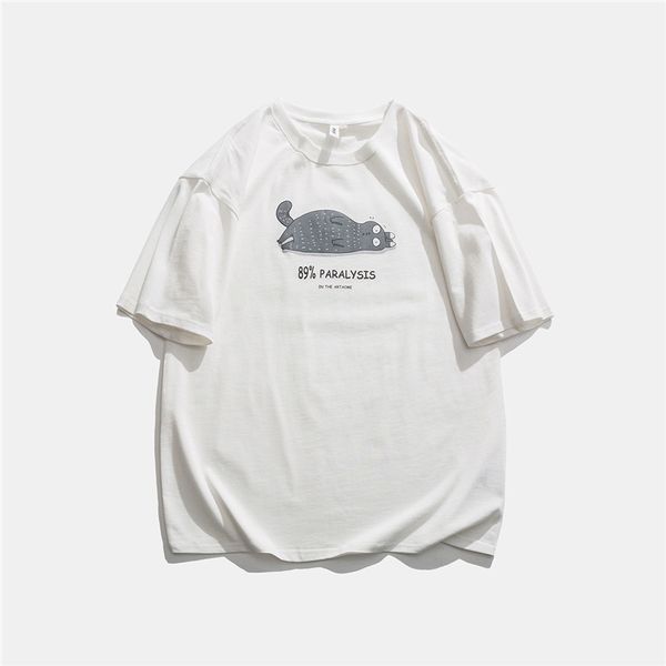 not vulgar short sleeve men's 2021 summer new personality trend salt cat drop shoulder quarter sleeve t-shirt, White;black
not vulgar short sleeve men's 2021 summer new personality trend salt cat drop shoulder quarter sleeve t-shirt, White;black