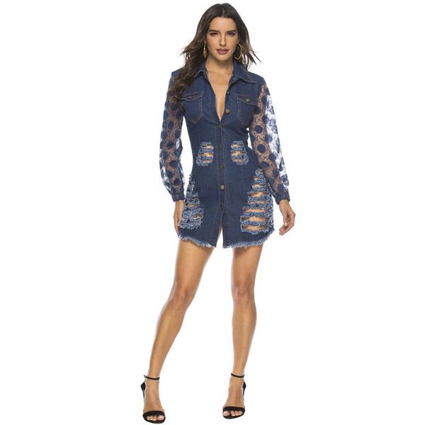 casual dresses 2021 dress ladies vestidos loose summer women denim slim high quatily fashion dresses female lace splice lt383, Black;gray
casual dresses 2021 dress ladies vestidos loose summer women denim slim high quatily fashion dresses female lace splice lt383, Black;gray