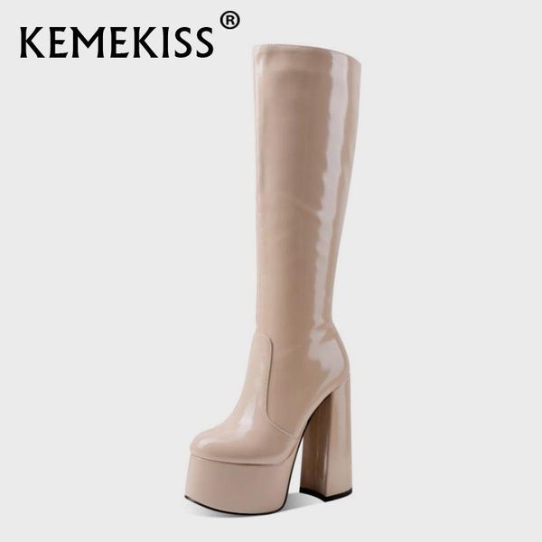boots kemekiss women knee high shoes round toe platform chunky heels zipper party winter ladies footwear size 34-43, Black
boots kemekiss women knee high shoes round toe platform chunky heels zipper party winter ladies footwear size 34-43, Black