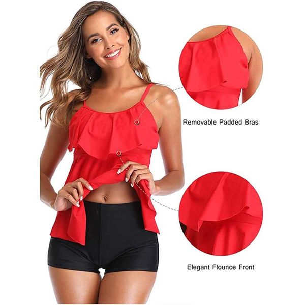 women's swimwear women solid ruffle push up monokini bikini set two piece tankini swimsuit summer boho bathing suit biquini 2021, White;black
women's swimwear women solid ruffle push up monokini bikini set two piece tankini swimsuit summer boho bathing suit biquini 2021, White;black