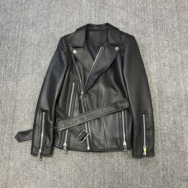 women's leather & faux red coat womens'clothes slim natural real jacket sashes 2021 fashion streetwear zipper decoration, Black
women's leather & faux red coat womens'clothes slim natural real jacket sashes 2021 fashion streetwear zipper decoration, Black