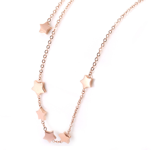 multiple star pendant necklace long titanium steel rose gold double not fade necklaces, Silver
multiple star pendant necklace long titanium steel rose gold double not fade necklaces, Silver