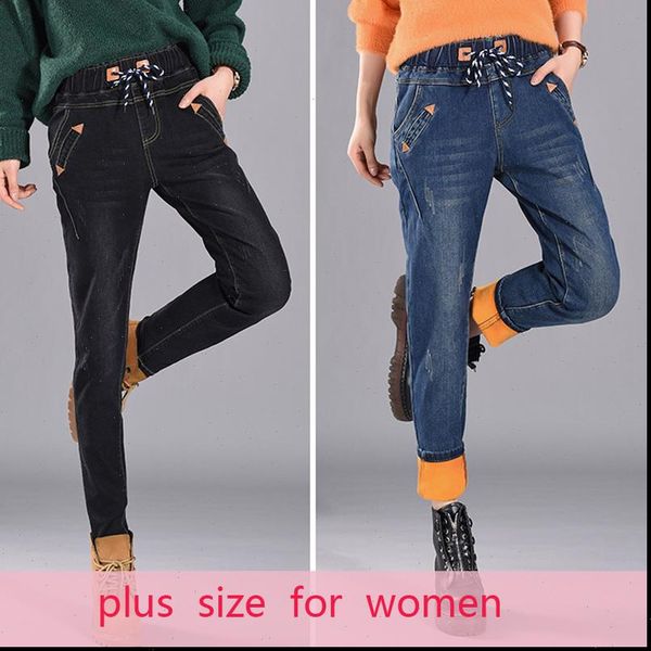 casual plus size winter loose womens jeans high waist warm skinny black clothes denim pants mom for, Blue
casual plus size winter loose womens jeans high waist warm skinny black clothes denim pants mom for, Blue