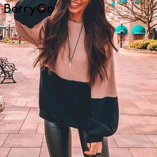 berrygo vintage patchwork knitted women pullovers casual long sleeve female sweaters autumn winter loose ladies jumpers sweater 210513, White;black
berrygo vintage patchwork knitted women pullovers casual long sleeve female sweaters autumn winter loose ladies jumpers sweater 210513, White;black