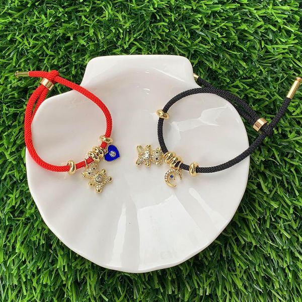 charm bracelets cz micro pave mini bear enamel moon/heart electroplating pendant adjustable string bracelet handmade bulk jewelry wholesale, Golden;silver
charm bracelets cz micro pave mini bear enamel moon/heart electroplating pendant adjustable string bracelet handmade bulk jewelry wholesale, Golden;silver