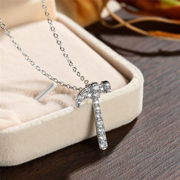 cute female white crystal pendant necklace classic silver color chain necklaces for women trendy zircon hammer wedding
cute female white crystal pendant necklace classic silver color chain necklaces for women trendy zircon hammer wedding