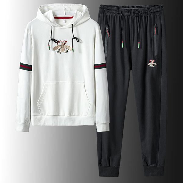 2021 autumn brand men's hooded leisure suit little bee embroidery fashion round neck sweater two-piece set, Gray
2021 autumn brand men's hooded leisure suit little bee embroidery fashion round neck sweater two-piece set, Gray