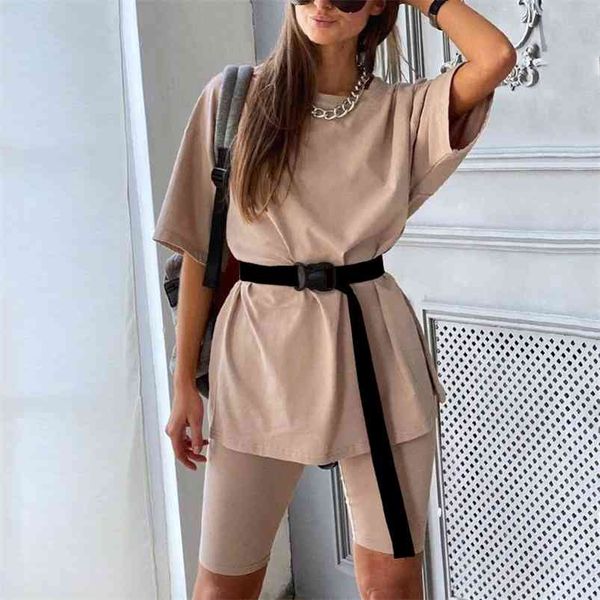 casual solid women's two piece suit belt color home loose sports fashion leisure summer over size ladies s 210427, White
casual solid women's two piece suit belt color home loose sports fashion leisure summer over size ladies s 210427, White