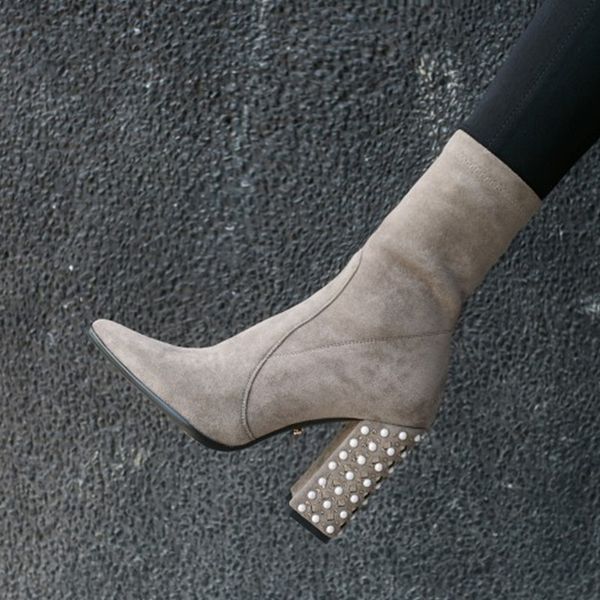 boot finger pointed ankle boots grey camerge from pearl women chunky high bottle leap female botines short pink mujer, Black
boot finger pointed ankle boots grey camerge from pearl women chunky high bottle leap female botines short pink mujer, Black