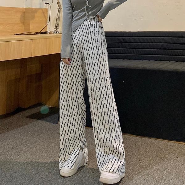 women's pants & capris real s autumn and winter pleated wide-leg trousers high waist letters wide, Black;white
women's pants & capris real s autumn and winter pleated wide-leg trousers high waist letters wide, Black;white