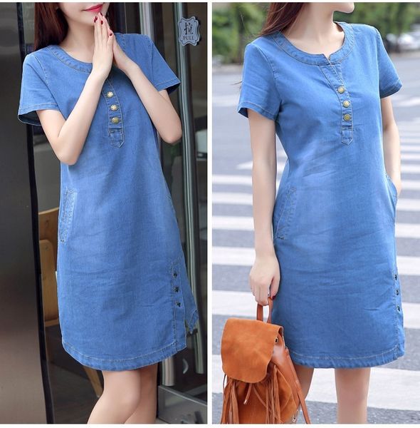 2021korean plus size denim dress for women summer dress 2021 casual with button pocket mini jeans dress 3xl 4xl boodinerinle, Black;gray
2021korean plus size denim dress for women summer dress 2021 casual with button pocket mini jeans dress 3xl 4xl boodinerinle, Black;gray