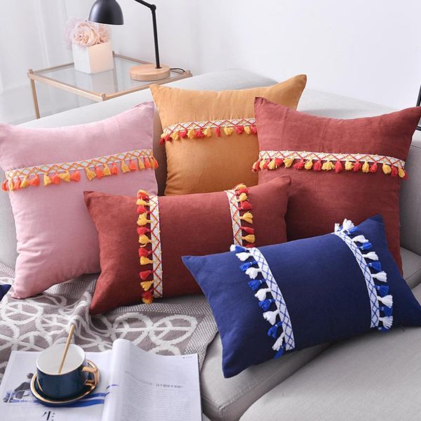 cushion/decorative pillow r soft faux suede cushion cover pink blue yellow tassels home decorative cove for sofa bed living room 45x45cm/30x
cushion/decorative pillow r soft faux suede cushion cover pink blue yellow tassels home decorative cove for sofa bed living room 45x45cm/30x