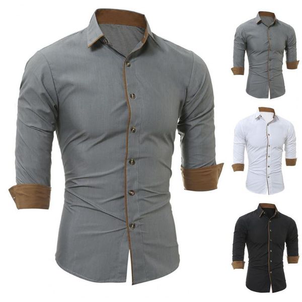 men's casual shirts shirt contrast colors single-breasted turn-down collar business button up spring dress for work, White;black
men's casual shirts shirt contrast colors single-breasted turn-down collar business button up spring dress for work, White;black