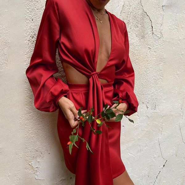 casual dresses elegant silk satin cut out wrap dress women autumn fashion long sleeve v neck mini bodycon slim outfits party club 2021, Black;gray
casual dresses elegant silk satin cut out wrap dress women autumn fashion long sleeve v neck mini bodycon slim outfits party club 2021, Black;gray
