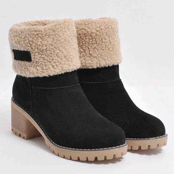 winter ankle boots women square heel snow boots ladies plush warm platform flock shoes female slip-on zapatos de mujer y1105, Black
winter ankle boots women square heel snow boots ladies plush warm platform flock shoes female slip-on zapatos de mujer y1105, Black