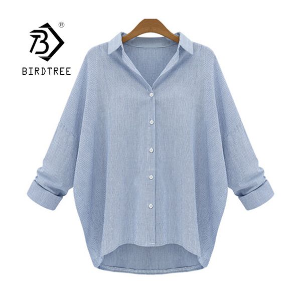 blue striped plus size women office lady shirt sleeve casual loose long version oversized chic t14411x 210416, White
blue striped plus size women office lady shirt sleeve casual loose long version oversized chic t14411x 210416, White