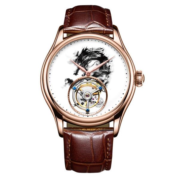 real 100% tourbillon automatic mechanical men watch creative ink painting personality thin hollow perspective dial man clock wristwatche, Slivery;brown
real 100% tourbillon automatic mechanical men watch creative ink painting personality thin hollow perspective dial man clock wristwatche, Slivery;brown