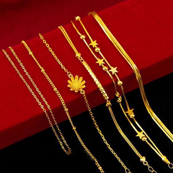 link, chain 5d hard sand gold bracelet & bangles for women girl birthday gifts yellow color charm daisy bead party jewelry female, Black
link, chain 5d hard sand gold bracelet & bangles for women girl birthday gifts yellow color charm daisy bead party jewelry female, Black