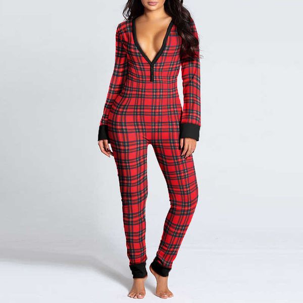 women fashion casual v neck long sleeve plaid jumpsuits overalls buttoned design adults pajamas jumpsuit 210716, Black;white
women fashion casual v neck long sleeve plaid jumpsuits overalls buttoned design adults pajamas jumpsuit 210716, Black;white