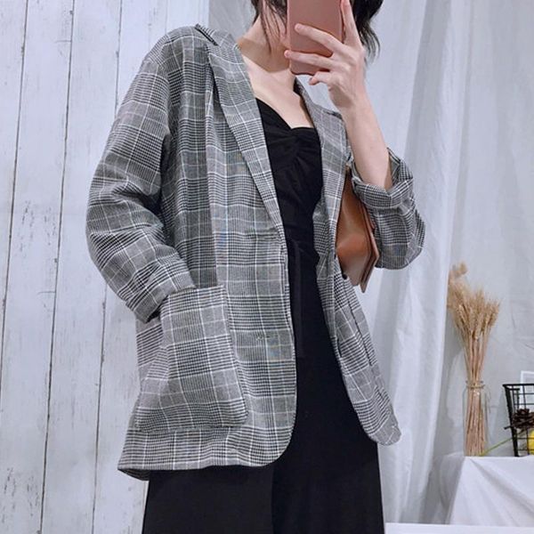 women's jackets casual women khaki/gray plaid suit jacket elegant turn-down collar long sleeve double pockets female outerwear 2021, Black;brown
women's jackets casual women khaki/gray plaid suit jacket elegant turn-down collar long sleeve double pockets female outerwear 2021, Black;brown