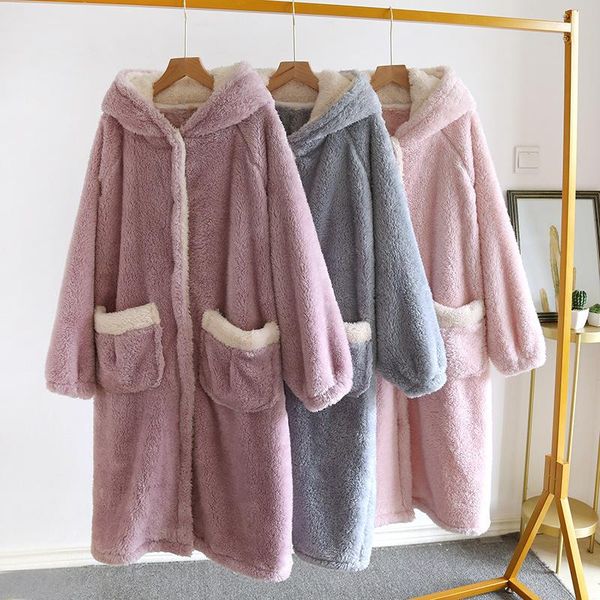 women's sleepwear 2021 autumn winter thicken women warm soft flannel coral fleece long bath robe bathrobe dressing gown robes, Black;red
women's sleepwear 2021 autumn winter thicken women warm soft flannel coral fleece long bath robe bathrobe dressing gown robes, Black;red
