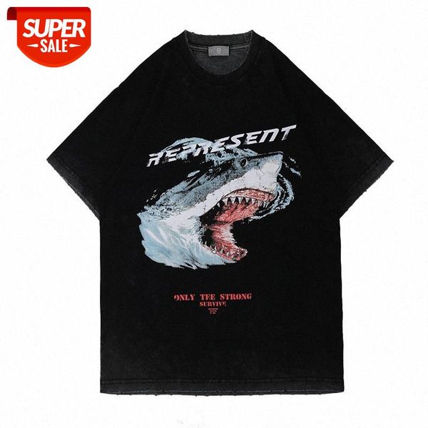 streetwear men shark print vintage high street short-sleeved t-shirt #o220, White;black
streetwear men shark print vintage high street short-sleeved t-shirt #o220, White;black