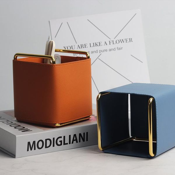 nordic creative leather pen holder electroplating iron art deskmakeup brush living room remote control storage box boxes & bins
nordic creative leather pen holder electroplating iron art deskmakeup brush living room remote control storage box boxes & bins