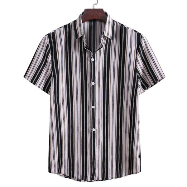 men's breathable shirt summer fashion street striped printed short-sleeved comfortable hawaii casual shirts, White;black
men's breathable shirt summer fashion street striped printed short-sleeved comfortable hawaii casual shirts, White;black