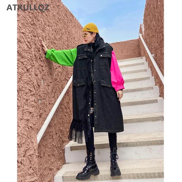 women's jackets tide brand denim jacket female dark handsome cool street color stitching overalls windbreaker women mid-length, Black;brown
women's jackets tide brand denim jacket female dark handsome cool street color stitching overalls windbreaker women mid-length, Black;brown