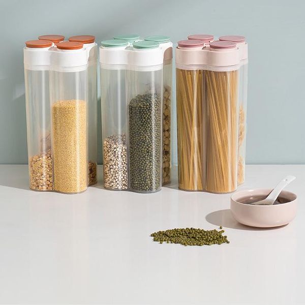 storage bottles & jars kitchen grain tank with lid for desiccant box transparent container 4 compartments bean
storage bottles & jars kitchen grain tank with lid for desiccant box transparent container 4 compartments bean