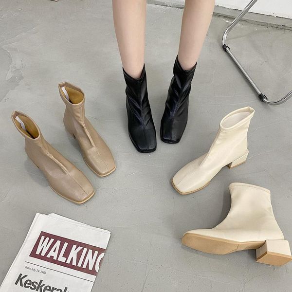boots thin fashion square toe short women's autumn and winter thick heel stretch versatile, Black
boots thin fashion square toe short women's autumn and winter thick heel stretch versatile, Black