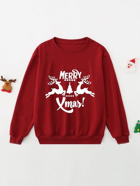 men 1pc christmas print sweatshirt v0hg#, Black