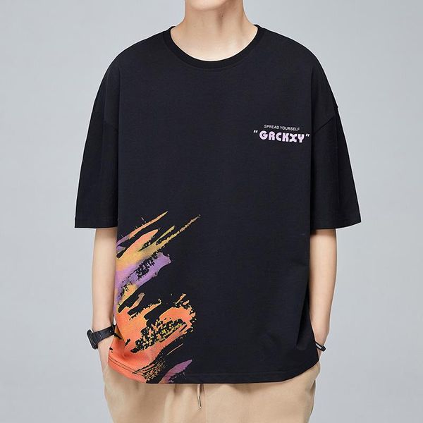 fashion t-shirt 2021 summer short-sleeved men's pure cotton sports couple street t-shirts, White;black
fashion t-shirt 2021 summer short-sleeved men's pure cotton sports couple street t-shirts, White;black