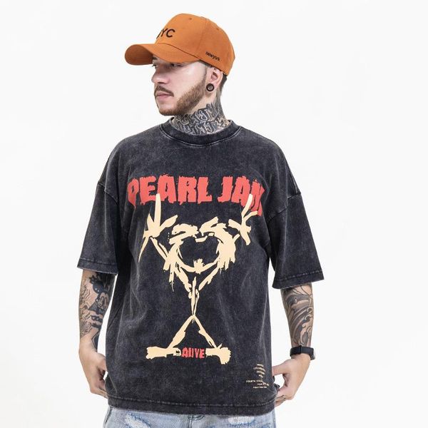 men's t-shirts summer clothing wash water t-shirt loose printing shirts, White;black
men's t-shirts summer clothing wash water t-shirt loose printing shirts, White;black