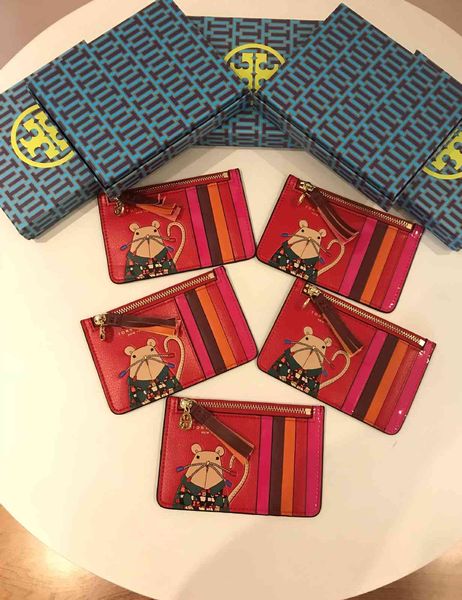 design hand tb year limited zodiac mouse rainbow business zipper zero wallet card bag case, Brown;gray
design hand tb year limited zodiac mouse rainbow business zipper zero wallet card bag case, Brown;gray