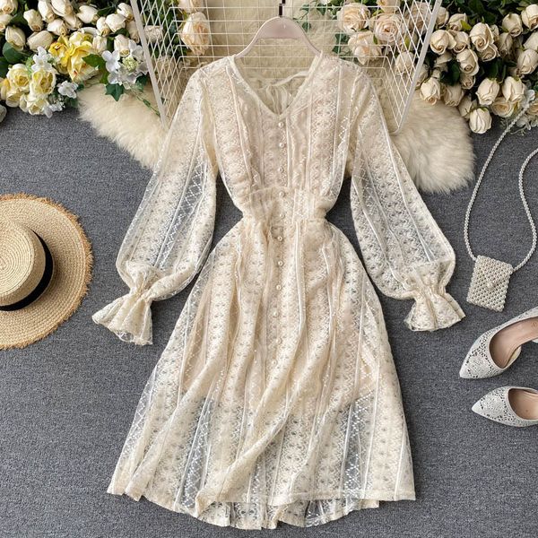 women autumn french sweet lace v neck puff sleeve dress + strap short dress fashion chic streetwear dress 210419, Black;gray
women autumn french sweet lace v neck puff sleeve dress + strap short dress fashion chic streetwear dress 210419, Black;gray
