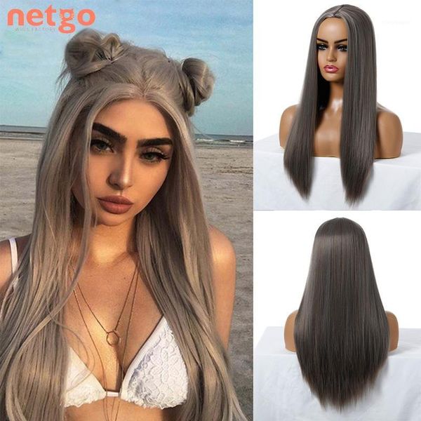 netgo long straight synthetic wig for women brown mixed gray middle part cosplay party heat resistant fiber wigs daily wear1, Black
netgo long straight synthetic wig for women brown mixed gray middle part cosplay party heat resistant fiber wigs daily wear1, Black