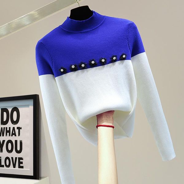 women's sweaters woman sweater 2021 autumn winter korean contrast color half-turtleneck women elastic outerwear bottoming knit shirt to, White;black
women's sweaters woman sweater 2021 autumn winter korean contrast color half-turtleneck women elastic outerwear bottoming knit shirt to, White;black