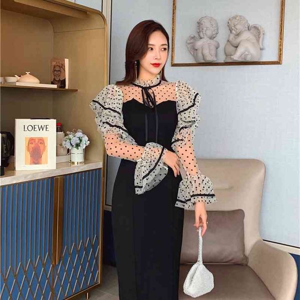 autumn french retro ladies temperament wave point mesh female waist slimming dress 210416, Black;gray
autumn french retro ladies temperament wave point mesh female waist slimming dress 210416, Black;gray