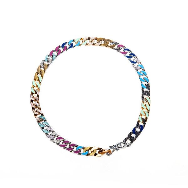 links patches colorful couple cuban bracelet for men and women chains necklace, Silver
links patches colorful couple cuban bracelet for men and women chains necklace, Silver
