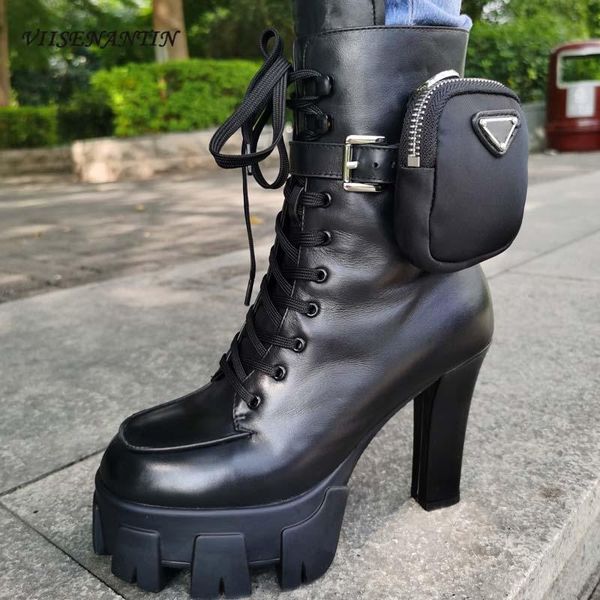 boots fashion genuine leather high heel women pocket platform belt buckle decor goth motorcycle autumn winter shoes, Black
boots fashion genuine leather high heel women pocket platform belt buckle decor goth motorcycle autumn winter shoes, Black