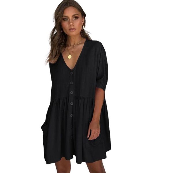 women's swimwear summer beach swimsuit coverups loose single breasted cotton v-neck mini holiday dress female bikini cover up white bla, White;black
women's swimwear summer beach swimsuit coverups loose single breasted cotton v-neck mini holiday dress female bikini cover up white bla, White;black