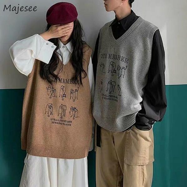 men's vests sweater vest men cartoon printed v-neck sleeveless couples sweaters chic daily outwear stylish korean style ins bf knitted, Black;white
men's vests sweater vest men cartoon printed v-neck sleeveless couples sweaters chic daily outwear stylish korean style ins bf knitted, Black;white
