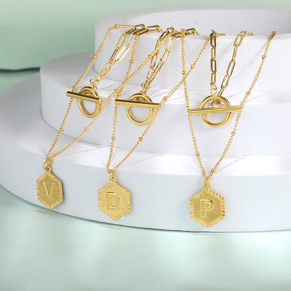 pendant necklaces multilayer necklace for women men stainless steel ot buckle toggle clasp letter a-z thick link chain christmas jewelry gif, Silver
pendant necklaces multilayer necklace for women men stainless steel ot buckle toggle clasp letter a-z thick link chain christmas jewelry gif, Silver