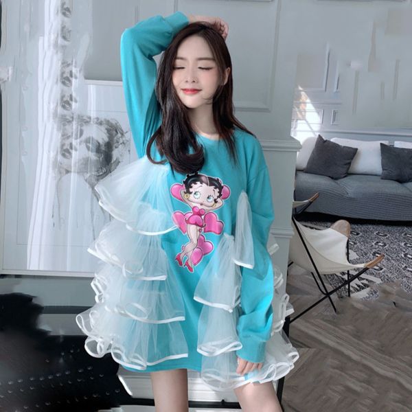 spring female loose casual round neck patchwork cascading ruffles mesh long sleeve print blue straight trumpet dress 210510, Black;gray
spring female loose casual round neck patchwork cascading ruffles mesh long sleeve print blue straight trumpet dress 210510, Black;gray
