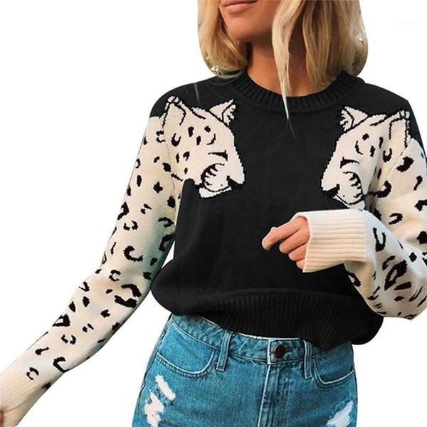women's sweaters women leopard animal pattern sweater ladies fashion casual autumn winter knit pullover long sleeve knitted o neck knit, White;black
women's sweaters women leopard animal pattern sweater ladies fashion casual autumn winter knit pullover long sleeve knitted o neck knit, White;black